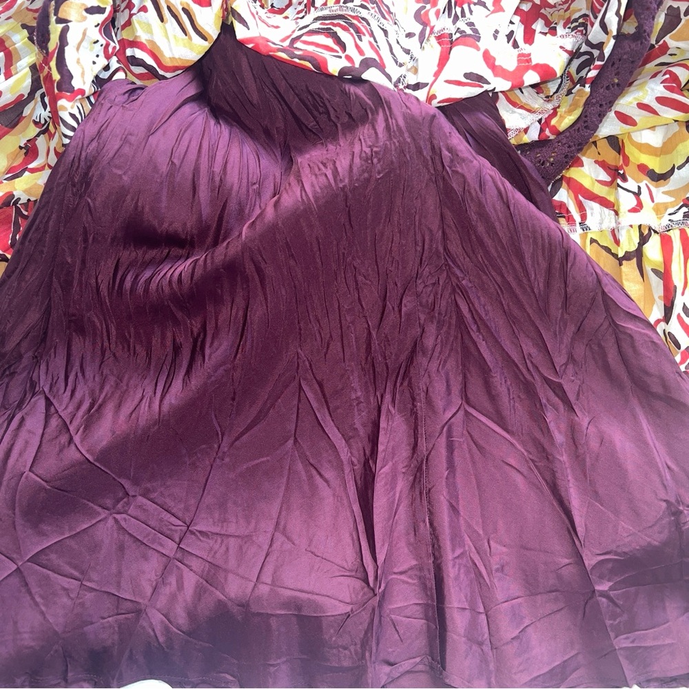 BCBGMaxAzria Burgundy Floral Print Lace Trim Maxi Dress Sz 6 - Picture 8 of 14